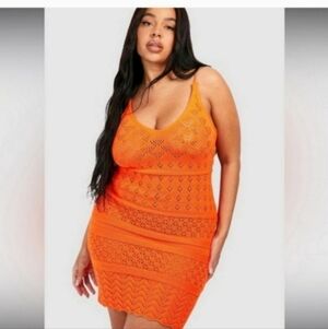 NWT BOOHOO 22 Knitted Strappy Crochet Mini Dress